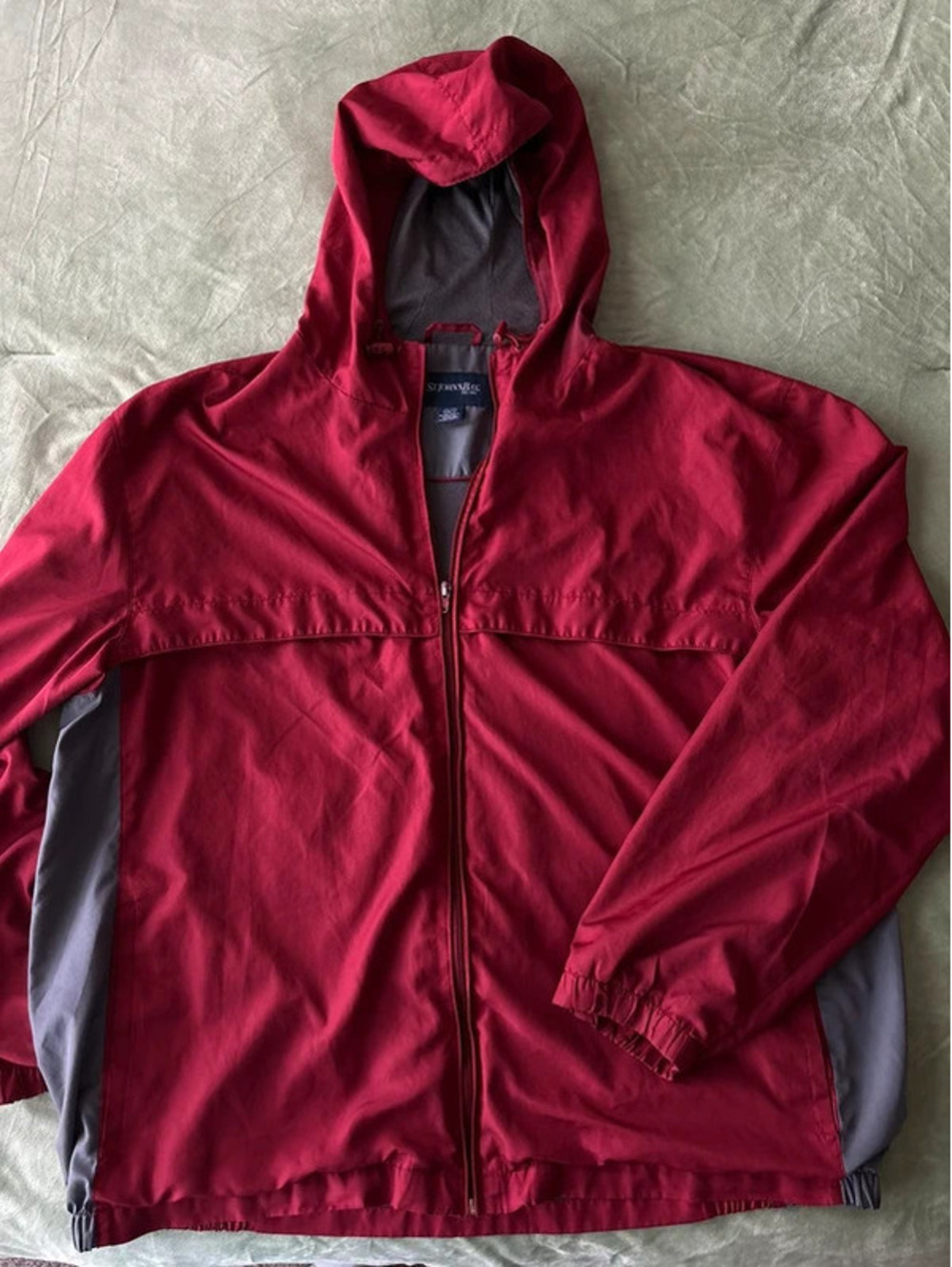St. John's Bay Red and Gray Hooded Windbreaker Jacket XXL
